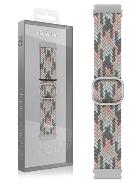 Aligator Remienok textilný 20mm / ružovo-sivý (20AW0017)