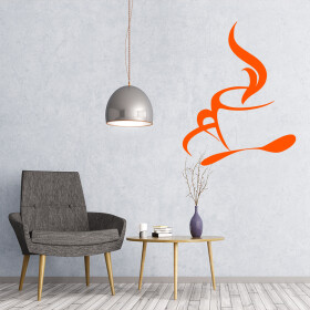 Veselá Stena Samolepka Šálka s čajom Farba: oranžová, Veľkosť: 40 x 51 cm