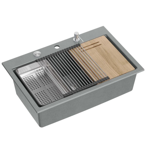 Quadron Quadron - Granitový drez MARC 110 WORKSTATION Grey Metallic Oceľ ZLE-09023