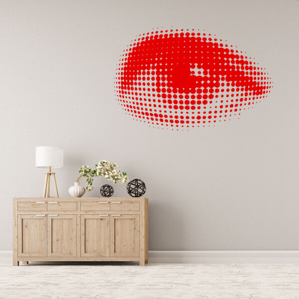 Veselá Stena Samolepka Oko Farba: červená, Veľkosť: 80 x 53 cm