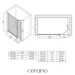 CERANO - Sprchové krídlové dvere Antelo s pevnou časťou L/P - 6 mm - chróm, transparentné sklo - 140(80+60)x190 CER-435839