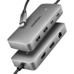 Axagon HMC-CUB83X2, USB 10Gbps húb, 2x USB-A, USB-C, HDMI a DP 4k/144Hz, RJ-45 GLAN, PD 100W, kábel USB-C 15cm (HMC-CUB83X2)