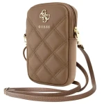 Guess PU Quilted 4G Metal Logo hnedá / Taška na telefón / So zipsom (GUWBZPSQSSGW)