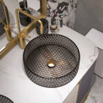 REA - Umývadlo na dosku Cristal Grey 39 nikl Ring REA-U8880