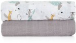 PETITE&MARS Prikrývka bambusová mušelínová 2ks Misty Grey Planes 2v1, 120 x 120 cm