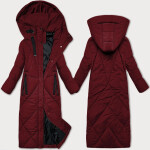 Dámska zimná bunda v bordovej farbe v bordovej farbe s dĺžkou po kolená J Style (5M3232-1) odstíny červené S (36)