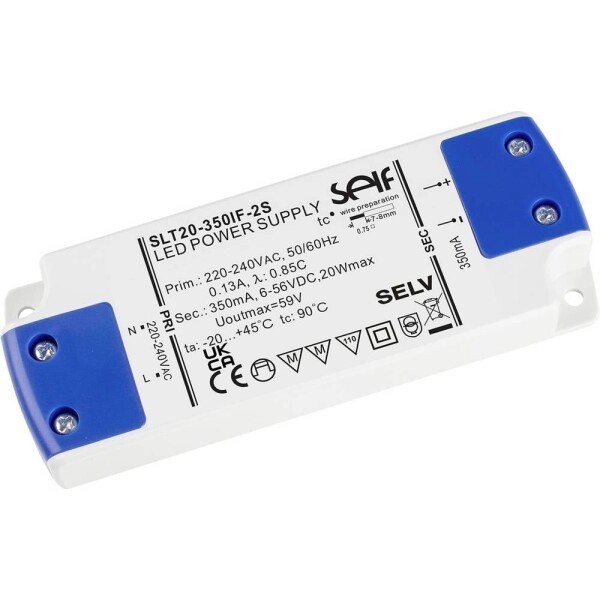 Self Electronics SLT20-350IF-2S napájací zdroj pre LED 20 W 0.35 A 6 - 56 V bez možnosti stmievania; SLT20-350IF-2S