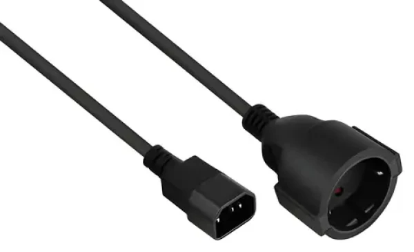 Kabelmeister Napájací kábel IEC C14 - Schuko zásuvka 0,5 m čierna / Napájací kábel / H05VV-F / 10 A / 250 V (SK1402-S005)