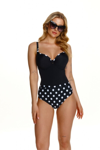 Dámske jednodielne plavky Paros 198666 Black with White Pattern - Lupo Line 75E černá s bílou