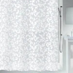 Spirella BLATT sprchový záves motív rastlín šedo-biely / PEVA / 180 x 200 cm (7610583081834)