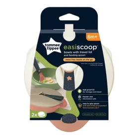 Tommee Tippee Misky pre ľahké naberanie 2 ks s viečkom a lyžičkou / od 6 mesiacov (446718TT)