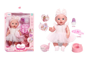 Mamido Mamido Bábätko bábika v ružových šatách s doplnkami MT1215