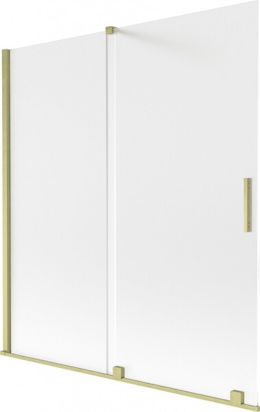 MEXEN/S - Velar dvojkrídlová posuvná vaňová zástena 150 x 150, dekor, zlatá kartáčovaná 896-150-000-31-55