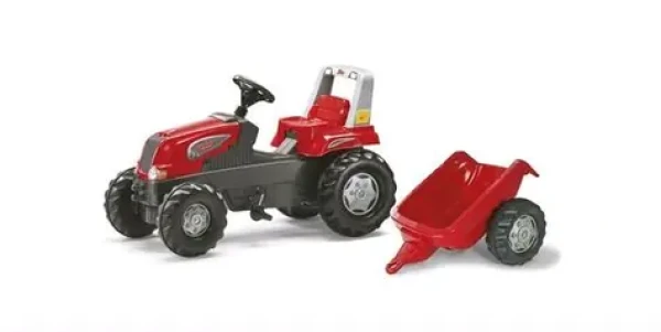 Rollytoys Šliapací traktor Rolly Juniors vlečkou červený akčný