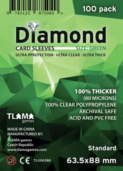 TLAMA games Obaly na karty Diamond Green: Standard (63,5x88 mm) (80 mikrónov, 100 ks)