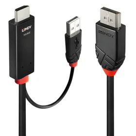 Lindy 41500 čierno-červená / Adaptérový kábel / HDMI - DisplayPort / 3 m / 4K 60 Hz (41500)