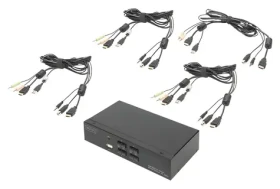 Digitus DS-12880 čierna / KVM switch / 4 porty / HDMI 4K / USB 2.0 húb / audio (DS-12880)