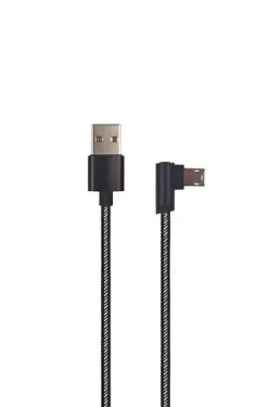 2GO USB-A - Micro-USB 1 m čierna / Dátový kábel / Nylon / Uhlový konektor (797005)
