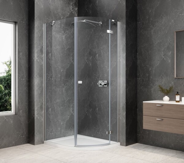 POLYSAN - GLOBE CHROME štvrťkruhová sprchová zástena 800x900, číre sklo, pravé GB2890RC