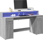VidaXL Biurko z podświetleniem LED, Sivý dub sonoma, 160x55x91 cm