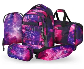 BAAGL SET 5 - Školský set Skate max Galaxy: batoh / peračník / vrecko / športová taška / oblička (A-35374)