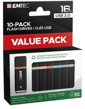 EMTEC K100 USB 16 GB (10ks) / 10x flash disk / USB 2.0 / čítanie: 15MBs / zápis: 5MBs (ECMMD16GK102P10)