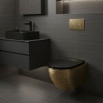 REA - Závesná WC misa Carlo Mini Tornado Black Brush Gold REA-C4330