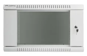 Lanberg WF01-6406-10S sivý / Nástenný rozvádzač 19" / 6U / 600×450 mm / presklené dvere / flat pack (WF01-6406-10S)