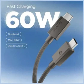 Spigen EB6015CC Essential gunmetal / Dátový kábel / USB-C na USB-C / 60W / opletený (ACA10418)