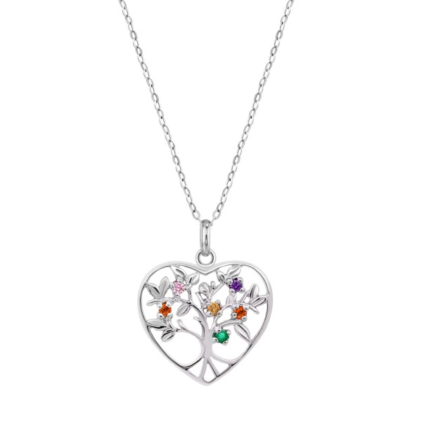 Lotus Silver Krásny strieborný náhrdelník Strom života s farebnými zirkónmi LP3199-1 / 1 (retiazka, prívesok)