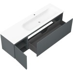 MEXEN/S - Orio kúpeľňová skrinka 160 cm s umývadlom Vela pravá, 1S, 1D, grafit mat/biela mat 91A13-16047-3-BBFF66-W23P01