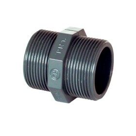 Aquaram PVC tvarovka - Dvojnipel 1 1/4“ ext., vonkajší závit / vonkajší závit 0205600006