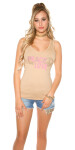 Trendy KouCla Tanktop Peace and Love CORAL Einheitsgroesse