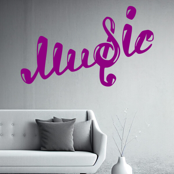 Veselá Stena Samolepka Nápis Music Farba: fialová, Veľkosť: 40 x 24 cm