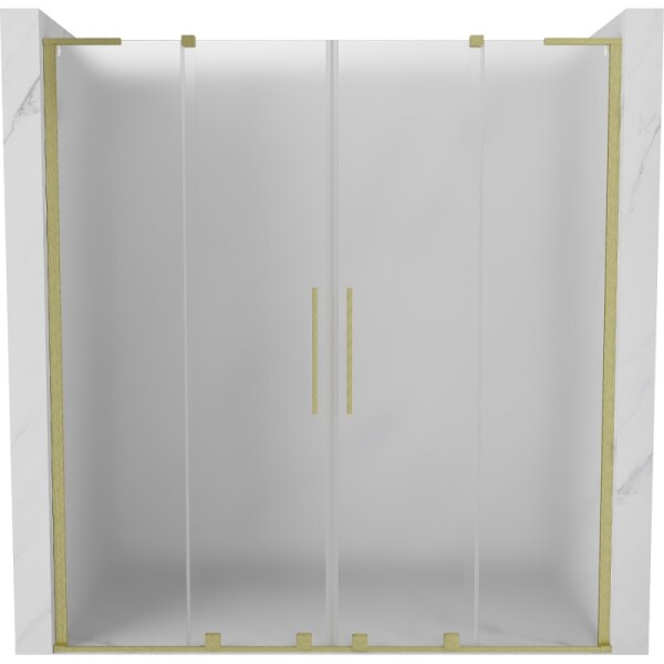 MEXEN/S - Velar L Duo posuvné sprchové dvere 180, dekor, zlatá kartáčovaná 871-180-003-32-55
