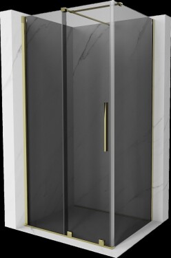 MEXEN/S - Velár sprchovací kút, posuvné dvere 110 x 85, grafit, zlato 871-110-085-41-50