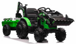 Mamido Mamido Detský elektrický traktor bager s prívesom Strong RC EVA kolesa 12V10Ah zelený
