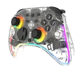 Deltaco GAM-198-T transparentný / Herný ovládač / Bluetooth/USB-C / Nintendo Switch, Switch 2, PC / RGB podsvietenie (GAM-198-T)