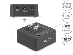 DeLock Dokovacia stanica M.2 pre 2x NVMe SSD / Dokovacia stanica / USB 20 Gbps / Klonovanie a mazanie (64300)
