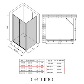 CERANO - Sprchovací kút Volpe L/P - 6 mm - chróm, transparentné sklo - 80x90x190 - zalamovacia CER-427195