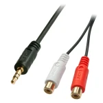Lindy Audio redukcia Jack 3,5 mm - 2x RCA čierna / Audio redukcia / Stereo / 0,25 m (35678)