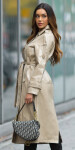 Sexy Musthave leather look coat / Trenchcoat BEIGE S