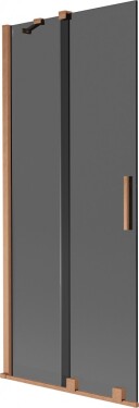MEXEN/S - Velár dvojkrídlová posuvná vaňová zástena 80 x 150, grafit, meď kartáčovaná 896-080-000-41-65