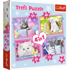 Trefl - Puzzle - Veselé mačičky 4v1