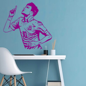 Veselá Stena Samolepka Futbalista Neymar Farba: fialová, Veľkosť: 40 x 39 cm