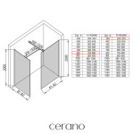 CERANO - Sprchová zástena Walk-in Onyx TL/P - 8 mm - hranatá vzpera - čierna matná, transparentné sklo - 80x30x200 CER-DY101-60-208