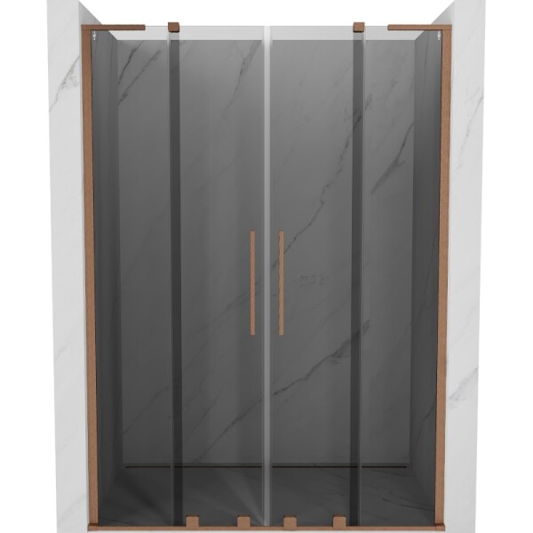 MEXEN/S - Velar L Duo posuvné sprchové dvere 160, grafit, meď kartáčovaná 871-160-003-42-65