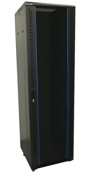 Xtendlan 19" / Stojanový rozvádzač / 42U / 600x800 mm / nosnosť 800 kg / sklenené dvere / čierny (ECO-42U-68-BLACK-AS)