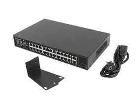 Lanberg RSFE-24P-2C- 360 V2 / Switch / 24x PoE + 100 Mbps / 2x Combo Gigabit / 360W / Unmanaged / rack 19" (RSFE-24P-2C-360)