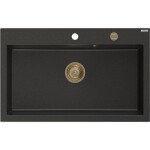 MEXEN/S MEXEN/S - Elix granitový drez 1-miska 800 x 500 mm, čierna/zlatá metalik, sifón zlatá 6527801005-75-G